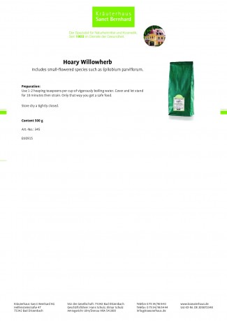 Krauterhaus Sanct Bernhardt Hoary Willowherb, 500-г-упаковкаage