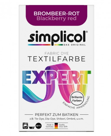 Simplicol Expert Brombeer-Rot краска для ткани бордовая (Германия), стойкое перекрашивание одежды в стиральной машине 40C, 150 г
