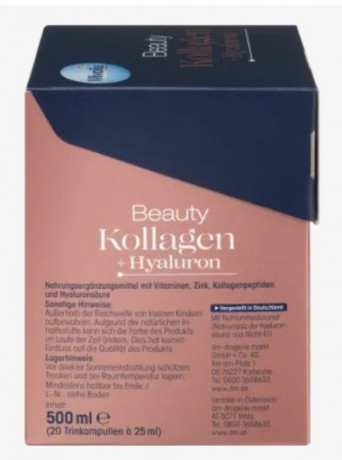 Mivolis Beauty Kollagen + Hyaluron 20stk x 2packs, Бьюти Коллаген для улучшения кожи в питьевых ампулах, 20 шт x 2 упаковки (40 ампул) 