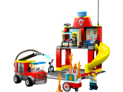 Lego Feuerwehrstation und Loschauto Пожарная часть и пожарная машина
