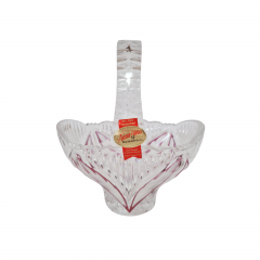 Корзинка винтажная Anna Hutte, хрусталь с красным декором, 15 x 11 x 18 см, Германия, 1960-70гг.