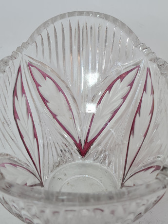 Корзинка винтажная Anna Hutte, хрусталь с красным декором, 15 x 11 x 18 см, Германия, 1960-70гг.