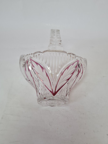 Корзинка винтажная Anna Hutte, хрусталь с красным декором, 15 x 11 x 18 см, Германия, 1960-70гг.