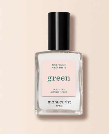Manucurist Green Nagellack Milky White 15ml, Лак для ногтей Milky White (Франция), стойкое покрытие без сколов, безопасная растительная формула 9 Free, 15мл