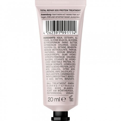 Bali Curls Total Repair SOS Protein Treatment 20ml, Протеиновая маска для повреждённых волос, восстановление и блеск, против ломкости, 20 мл