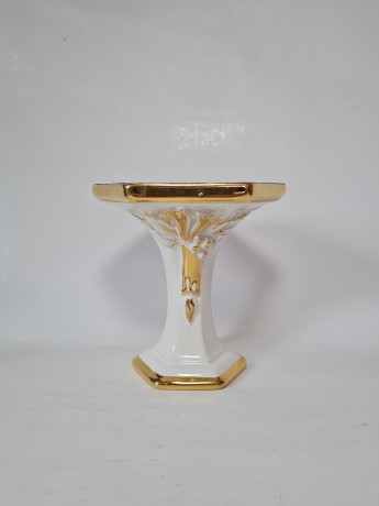 Bolognini Ваза Фарфоровая белая с фактурным позолоченным декором, 14см, Италия, 1960-70гг.