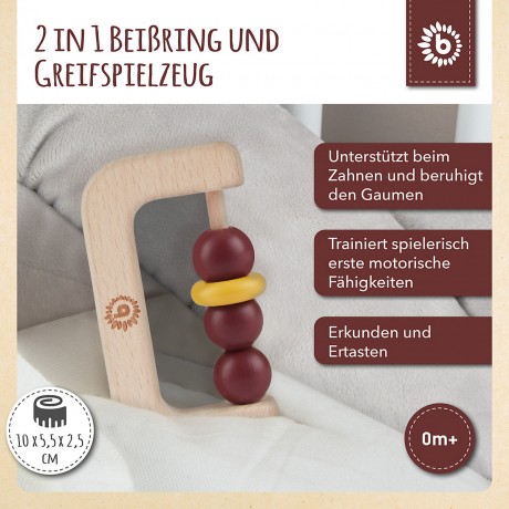 bieco Greifling Holz Natur Baby Beissring 10 cm Greifring mit Silikon Kugeln ab 0 M Beissringe Кольцо-захват из натурального дерева для прорезывания зубов для младенцев 10 см кольцо-захват с силиконовыми шариками от 0 M прорезыватели для зубов