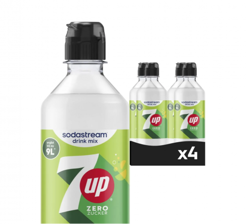 SodaStream 7UP Zero 440ml x 4st, Сироп для газированной воды, без сахара, концентрат напитка со вкусом лимона и лайма Набор 4 шт х 440 мл