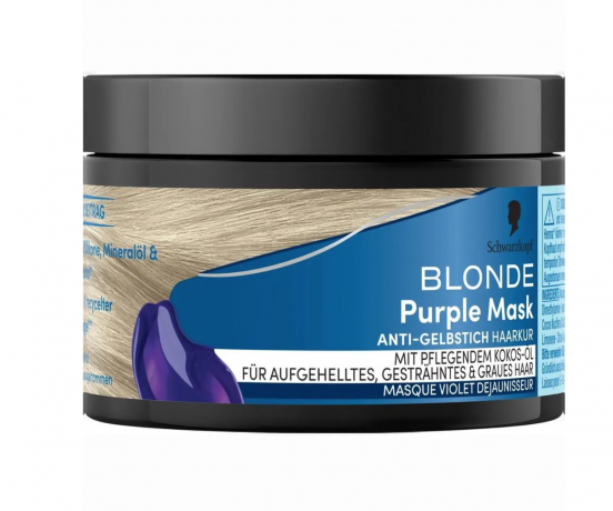 Маска для блонда против желтизны Schwarzkopf Blonde Purple Mask, фиолетовая маска для осветленных, мелированных и седых волос, 150 мл