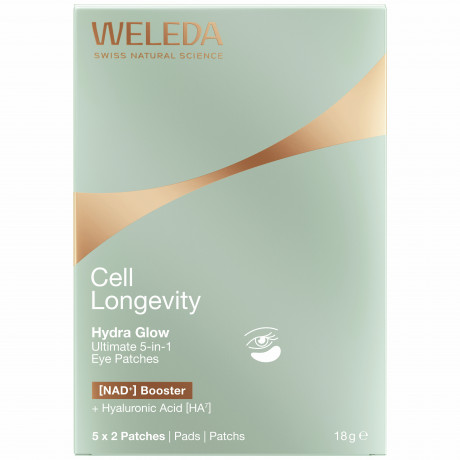 WELEDA Cell Longevity Hydra Glow Ultimate 5in1 Augenpads, 5 Paar / 10 Augenpads, 18 g, Патчи для кожи вокруг глаз Hydra Glow 5 в 1 с гиалуроновой кислотой HA7, 5 пар / 10 патчей, 18 г