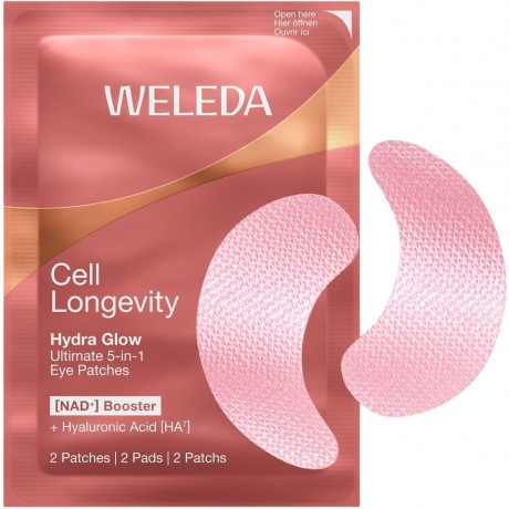 WELEDA Cell Longevity Hydra Glow Ultimate 5in1 Augenpads, 5 Paar / 10 Augenpads, 18 g, Патчи для кожи вокруг глаз Hydra Glow 5 в 1 с гиалуроновой кислотой HA7, 5 пар / 10 патчей, 18 г