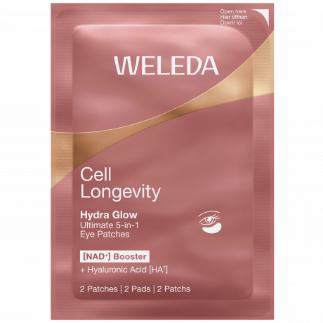 WELEDA Cell Longevity Hydra Glow Ultimate 5in1 Augenpads, 5 Paar / 10 Augenpads, 18 g, Патчи для кожи вокруг глаз Hydra Glow 5 в 1 с гиалуроновой кислотой HA7, 5 пар / 10 патчей, 18 г