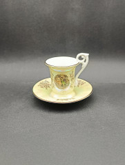 Кофейная пара винтажная Kahla &quot;Беседа&quot; в бежевых тонах, фарфор, Германия, 1960-70гг.