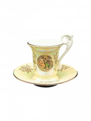 Кофейная пара винтажная Kahla &quot;Беседа&quot; в бежевых тонах, фарфор, Германия, 1960-70гг.