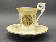 Кофейная пара винтажная Kahla &quot;Беседа&quot; в бежевых тонах, фарфор, Германия, 1960-70гг.