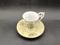 Кофейная пара винтажная Kahla &quot;Беседа&quot; в бежевых тонах, фарфор, Германия, 1960-70гг.