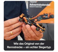 FRANZIS 67391 Адвент-календарь McLaren F1 2025 Коллекционная модель болида 1:43 со звуковым модулем, 24 дня сборки