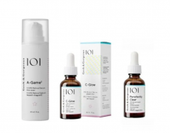 Geek &amp; Gorgeous Serum SET: C-Glow 15% Vitamin C + A-Game 5 Retinal 0,05% + Porefectly Clear 2% Salicylic Acid, Сыворотки для лица для женщин (Венгрия), против акне, пигментации и морщин, C-Glow витамин C 15%, A-Game 5 ретиналь 0,05%, Porefectly Clear сали