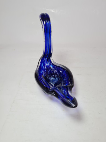 Подставка "Лебедь" ECHT в бело-синих тонах, выдувное стекло, ручная работа, 16 x 16 см, Германия, 1960-70гг.