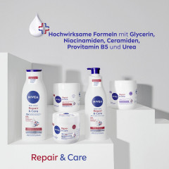 NIVEA Body Repair &amp; Care Creme Parfumfrei, 400 ml, Нивеа Крем для тела без парфюма, 15% глицерин, провитамин B5 и церамиды, для сухой и чувствительной кожи, 72ч увлажнение, 400 мл
