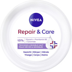 NIVEA Body Repair &amp; Care Creme Parfumfrei, 400 ml, Нивеа Крем для тела без парфюма, 15% глицерин, провитамин B5 и церамиды, для сухой и чувствительной кожи, 72ч увлажнение, 400 мл