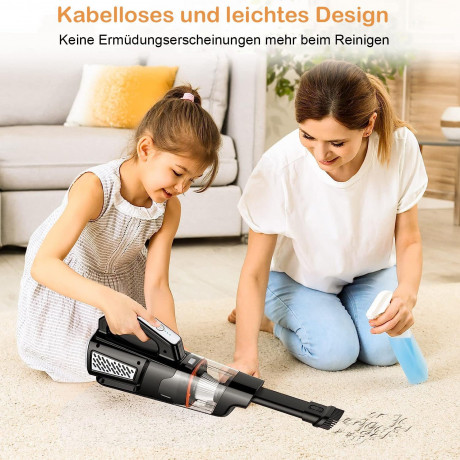 Mutoy Mutoy Akku-Handstaubsauger Handstaubsauger,Akku-Handstaubsauger 12000 Pa Starke Saugleistung, 4-in-1 Staubsauger Kabellos Selbststehend,Kabelloser Akkusauger,NassTrocken mit Waschbar HEPA-Filter, Handsauger Kabellos Staubsauger fur boden, Teppiche u