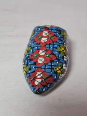 Фигурка в виде башмачка винтажная Agadir Marokko, черная керамика с красочным цветочным декором, 4 x 12 x 5 см, Марокко, 1950-60гг.