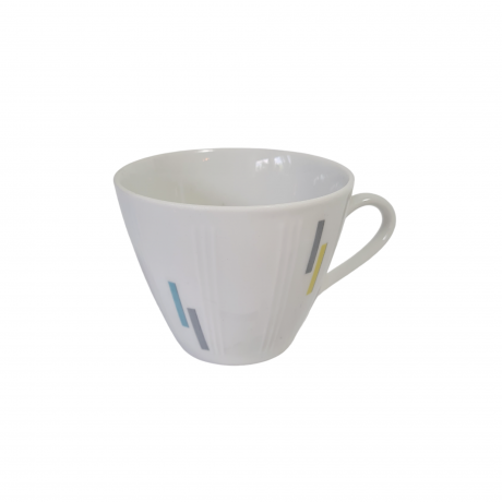 Кофейная чашка винтажная Mitterteich Bavaria, белый фарфор с красочным декором, 10,5 x 7 см, Германия, 1960-70гг.