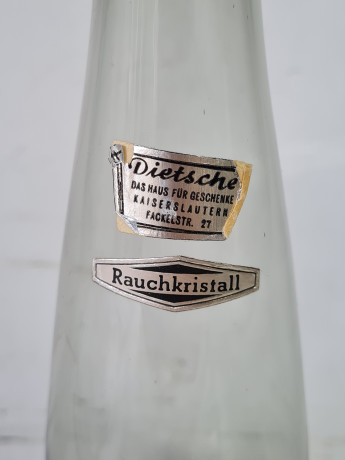 Ваза винтажная Dietsche, темно-серое стекло, 21 x 6 см, Германия, 1970-1980гг.