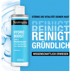 Neutrogena Hydro Boost 3-in-1 Mizellenwasser, 400 ml, Neutrogena Hydro Boost Мицеллярная вода 3 в 1 с гиалуроновой кислотой, 400 мл