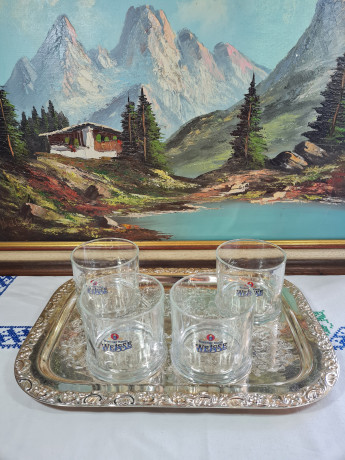 Стакан для пива винтажный Berliner Kindl Weisse, стекло, 0.3 л, 4 шт., Германия, 1960-70гг.