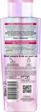 L'Oreal Paris Elvital Glycolic Gloss Shampoo, 200 ml, Шампунь с гликолевой кислотой для тусклых волос, гладкость и сияющий блеск, 200 мл