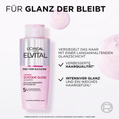 L'Oreal Paris Elvital Glycolic Gloss Shampoo, 200 ml, Шампунь с гликолевой кислотой для тусклых волос, гладкость и сияющий блеск, 200 мл