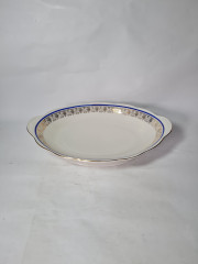 Блюдо винтажное Wawel Poland на ножке, сине-золотой орнамент, фарфор, 34 х 22 см, Польша, 1970-80гг.