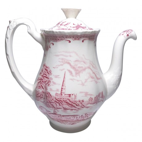 W.H. Grindley Staffordshire,  У.Х. Гриндли Стаффордшир Винтажный фарфоровый чайник "Собор в Солсберри" 21см х 9см, Англия, 1970-1980гг.