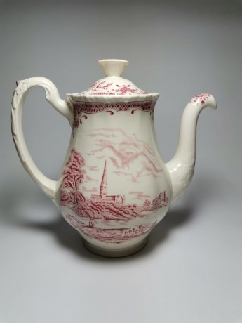 W.H. Grindley Staffordshire,  У.Х. Гриндли Стаффордшир Винтажный фарфоровый чайник "Собор в Солсберри" 21см х 9см, Англия, 1970-1980гг.