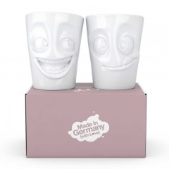 Fiftyeight Products TV Tassen Becher ohne Henkel Set 2-tlg. - lachend &amp; lecker 0,35 L Набор чашек для телевизора без ручки 2 шт. - смеющийся и вкусный 0,35 л