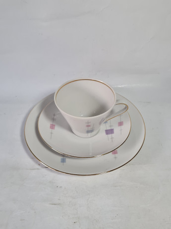 Чайное трио винтажное Schumann Arzberg Bavaria в пастельных тонах, фарфор, Германия, 1970-80гг.