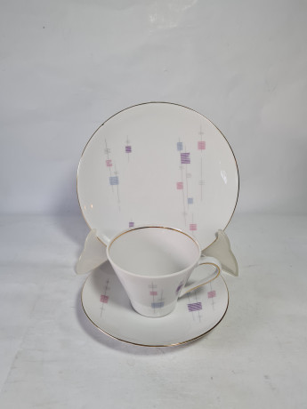 Чайное трио винтажное Schumann Arzberg Bavaria в пастельных тонах, фарфор, Германия, 1970-80гг.