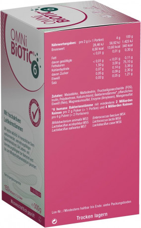 OMNI-BIOTIC 6 300g, Пробиотик для кишечника и микрофлоры, от вздутия и дискомфорта, 6 штаммов бактерий, 1 млрд КОЕ в порции, без лактозы и глютена 300г (150 порций)