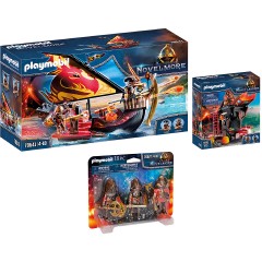 PLAYMOBIL 3er Set: 70641 Burnham Raiders Feuerschiff + 70393 Burnham Raiders Feuerrammbock + 70672 3er Set Burnham Raiders Набор из 3 предметов: 70641 Плавучий маяк Burnham Raiders + 70393 Огненный таран Burnham Raiders + 70672 Набор из 3 кораблей Burnham