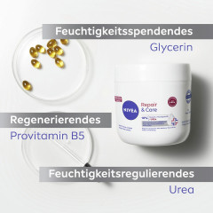 NIVEA Body Repair &amp; Care Creme Urea, 400 ml, Нивеа Крем для тела, 18% мочевина, провитамин B5 и глицерин, для очень сухой и огрубевшей кожи, 400 мл