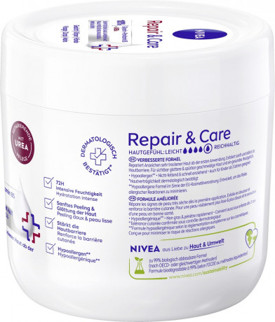 NIVEA Body Repair & Care Creme Urea, 400 ml, Нивеа Крем для тела, 18% мочевина, провитамин B5 и глицерин, для очень сухой и огрубевшей кожи, 400 мл
