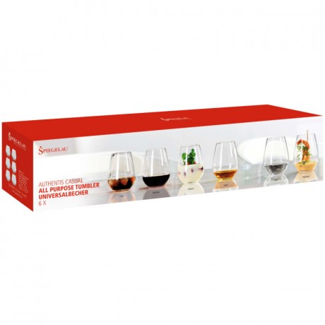 Spiegelau Spiegelau Authentis Casual All purpose Tumbler Set 'Kauf 6 Zahl 4' 6-tlg. Spiegelau Authentis Casual All Purpose Tumbler Set "Buy 6 Pay 4" из 6 предметов.