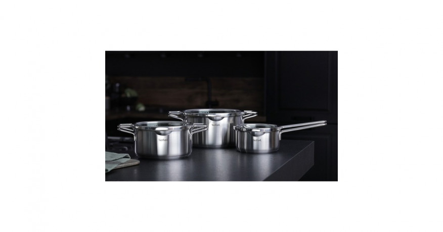 Tefal Tefal Topf-Set Nordica H852S3, O 16cm/20cm/24cm edelstahl, 3-teilig, mit Glas-Siebdeckel edelstahl Набор кастрюль Tefal Nordica H852S3, O 16см/20см/24см нержавеющая сталь, 3 предмета, со стеклянной крышкой-ситом