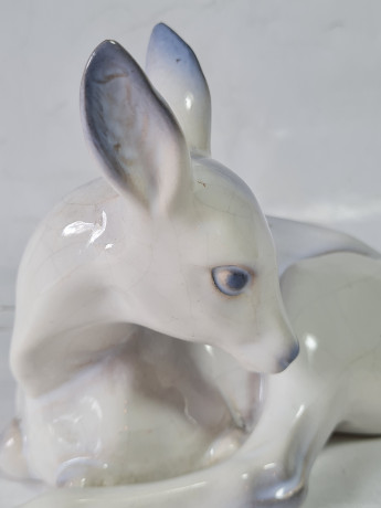 Статуэтка винтажная Lladro "Бело-голубой олень", фарфор, 15 x 7 x 11 см, Испания, 1960-70гг.