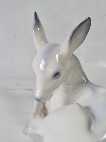 Статуэтка винтажная Lladro "Бело-голубой олень", фарфор, 15 x 7 x 11 см, Испания, 1960-70гг.