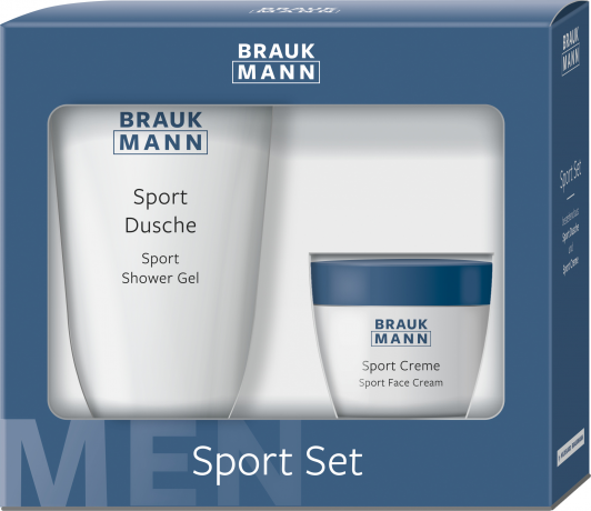 Braukmann Sport Creme und Sport Duschgel Geschenkpackung, 2-teiliges Set, Hildegard Braukmann мужской подарочный набор с кремом для лица и гелем для душа для всех типов кожи, 2 средства