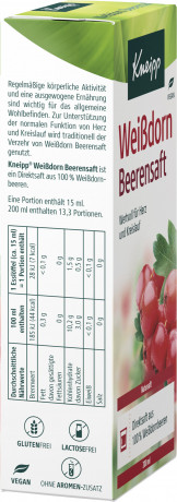 Kneipp Weissdorn Beerensaft, 200 ml, Kneipp натуральный сок Weissdorn Beerensaft из 100% ягод боярышника, 200 мл