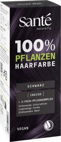 SANTE 100% Pflanzenhaarfarbe mit 3-Fach Pflegekomplex SCHWARZ 05, 100 g, Санте Растительная краска для волос Schwarz 05, чёрный оттенок, с ухаживающим комплексом, 100 г